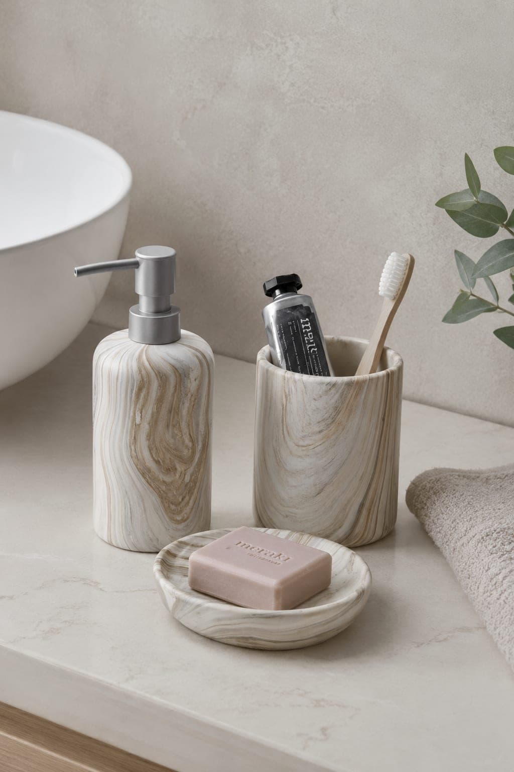 Set de baño Simil Mármol